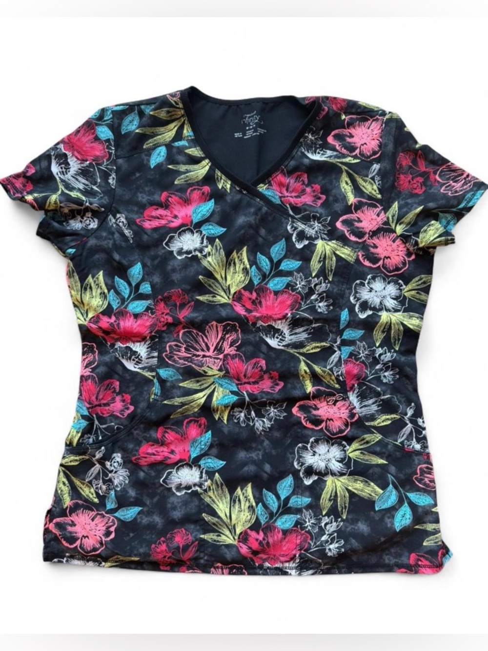 Cherokee Infinity Floral Scrub Top Size Medium